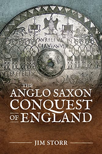 Book cover depicting an Anglo-Saxon shield with warriors and title text.
