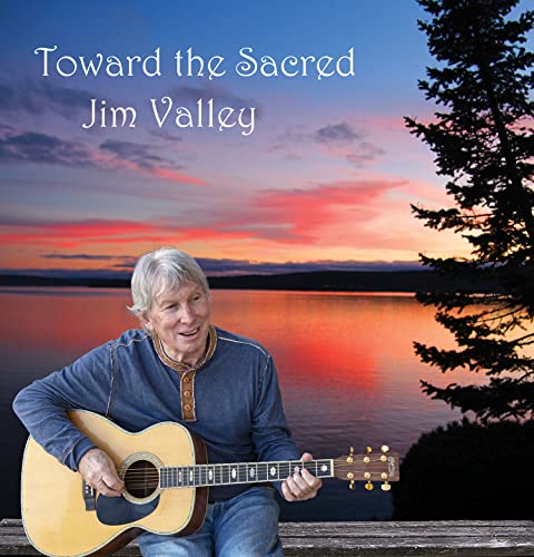 CD cover: Jim Valley with guitar, lakeside sunset background.