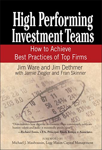 Book cover: "High Performing Investment Teams" with financial chart background.