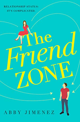 Book cover: teal background, illustrated couple, title “The Friend Zone.”