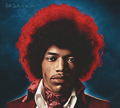 Jimi Hendrix portrait with large afro, album cover for “Both Sides of the Sky.”