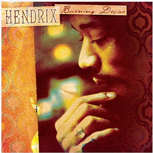 Jimi Hendrix portrait on album cover with orange and red vinyl detail.