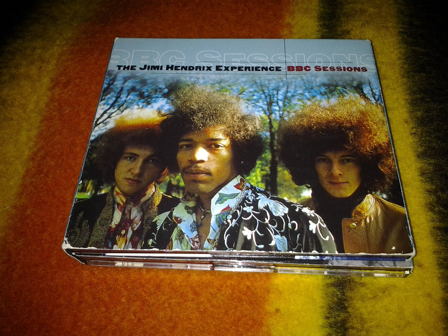 Jimi Hendrix Experience "BBC Sessions" CD case with band portrait.
