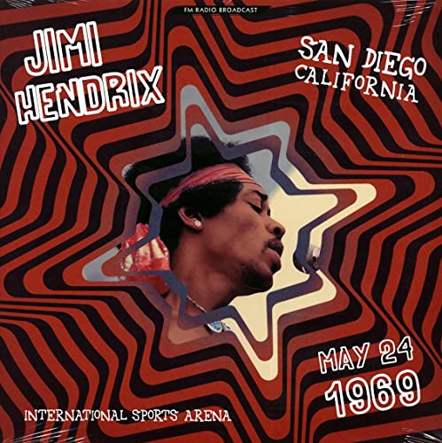 Jimi Hendrix album cover with swirling orange and brown pattern.