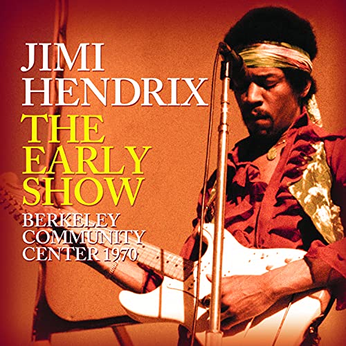 Jimi Hendrix playing a white electric guitar on CD cover.