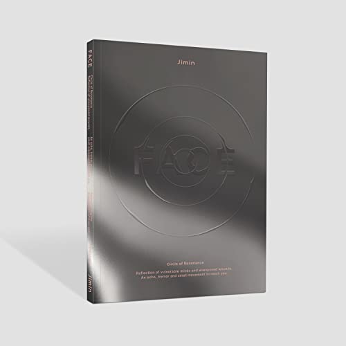 Dark gray CD case for Jimin’s “FACE” album with circular design.