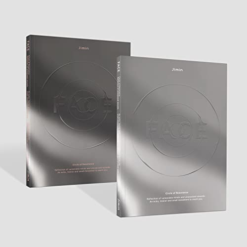 Jimin “Face” CD case with circular design, shown from two angles.