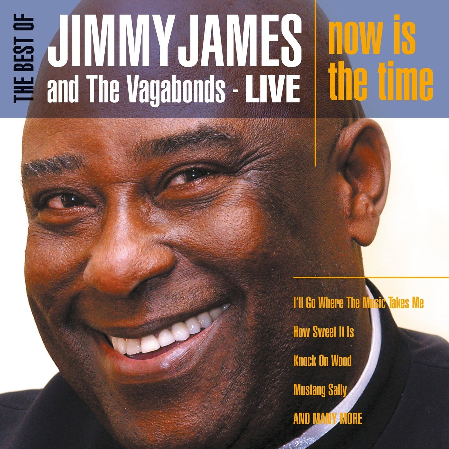 CD cover featuring a smiling Black man, Jimmy James, with song titles listed.