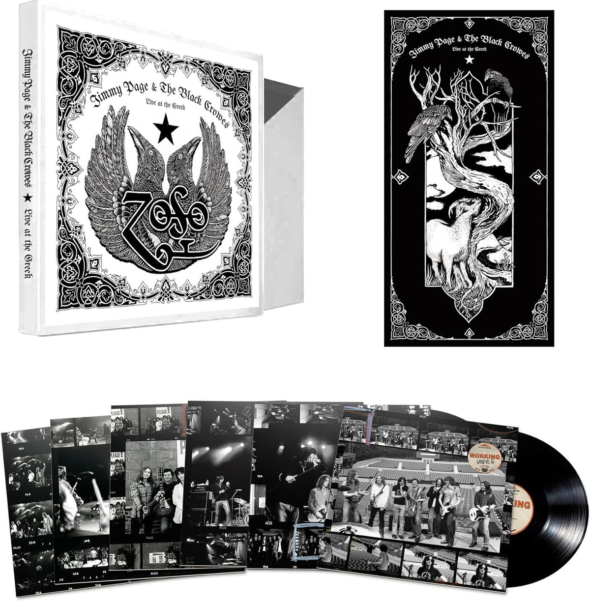Jimmy Page & The Black Crowes "Live at the Greek" vinyl record and packaging.