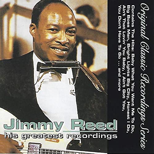 Jimmy Reed CD cover featuring a portrait of the blues musician with a harmonica.