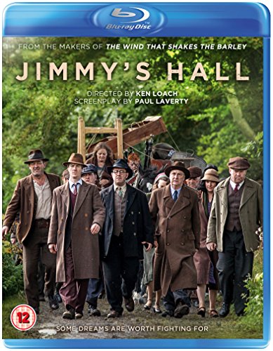 Blu-ray cover for Jimmy's Hall featuring a group of people walking along a path.