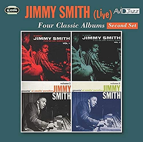 CD cover for Jimmy Smith’s “Four Classic Albums (Live)” with portraits.