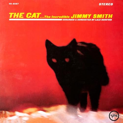 Red album cover featuring a black cat silhouette and yellow text.