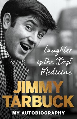 Black and white portrait of Jimmy Tarbuck on a book cover with gold text.