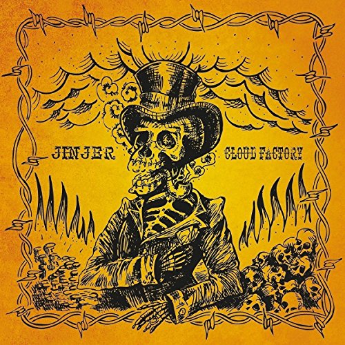 Jinjer’s “Cloud Factory” CD cover: skeleton in a top hat, yellow background.