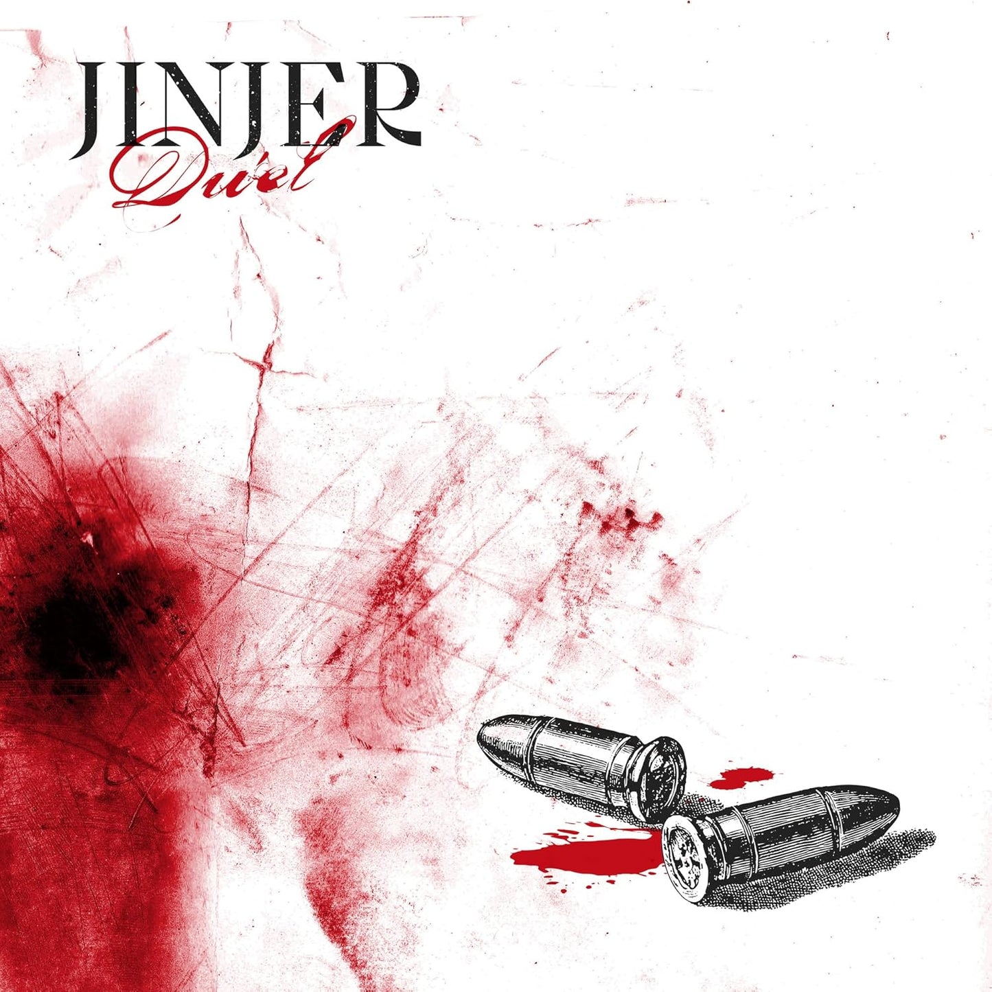 Jinjer “Duel” CD cover with red splatters and bullet casings.