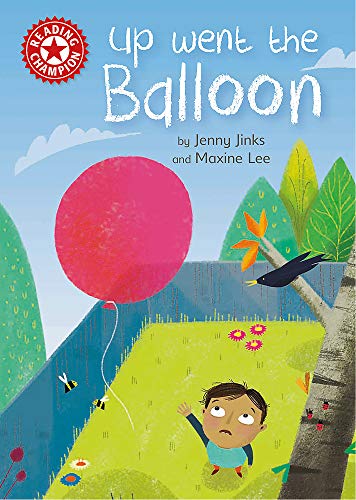 Book cover: a large red balloon floats above a grassy field and a boy.