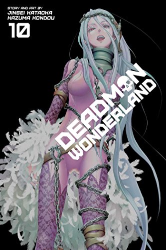 Deadman Wonderland volume 10 cover: woman with chains and feathers.