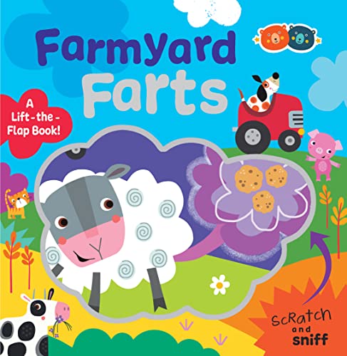 Colorful children’s book cover featuring a sheep and farm animals.