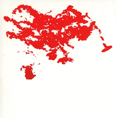 CD cover with abstract red ink blot design on white background.