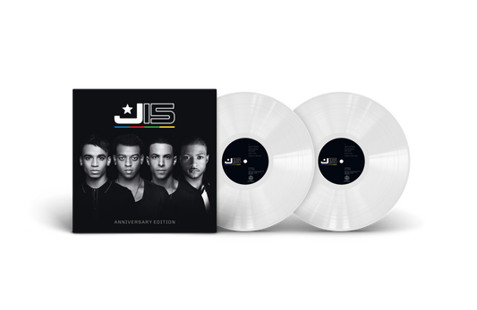 JLS J15 Anniversary Edition vinyl record set with album cover and two clear discs.