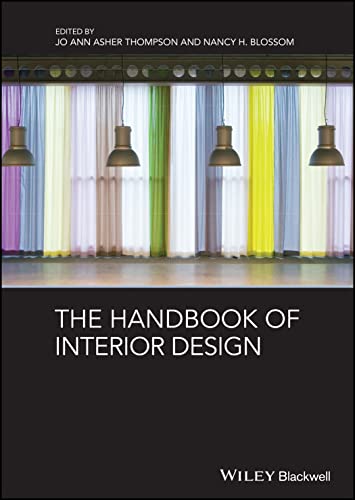Book cover: "The Handbook of Interior Design" with curtain image.