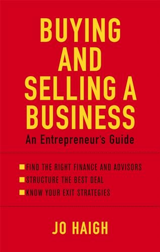 Red book cover with yellow text: "Buying and Selling A Business" by Jo Haigh.