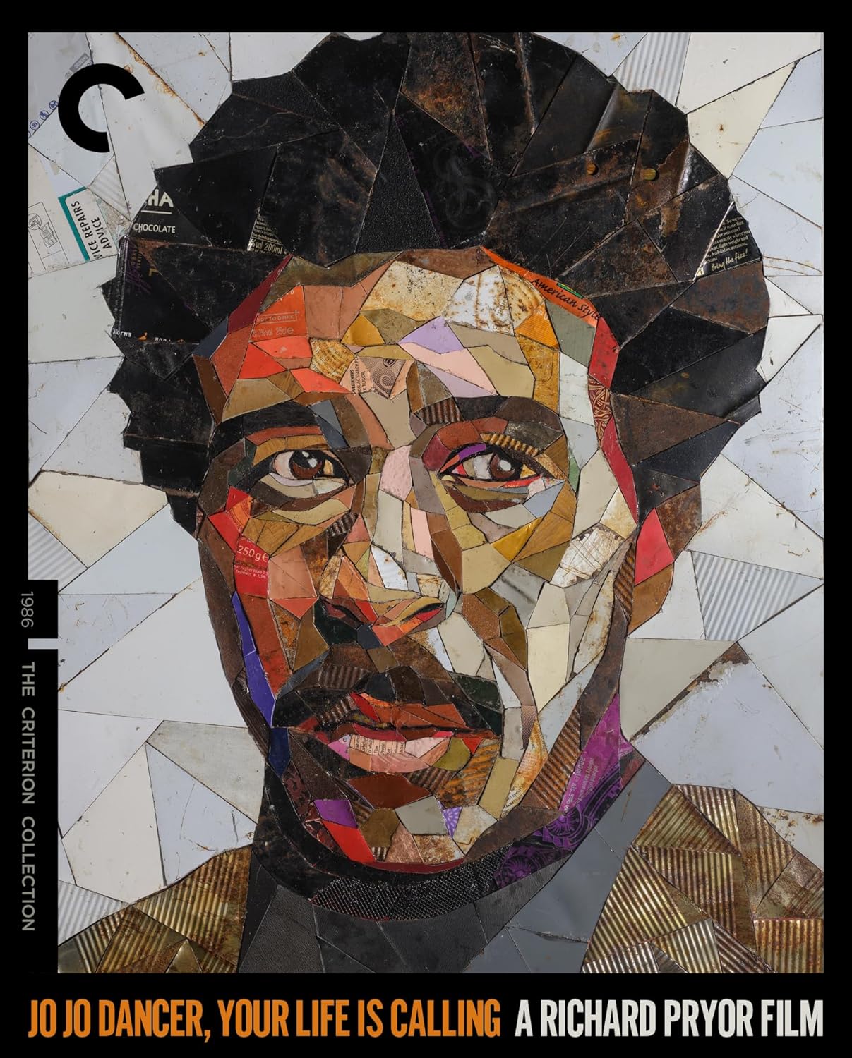 Collage portrait of Richard Pryor for the film “Jo Jo Dancer.”