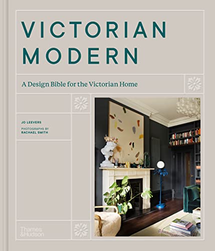 Book cover titled Victorian Modern showing a dark-walled living room with a fireplace.