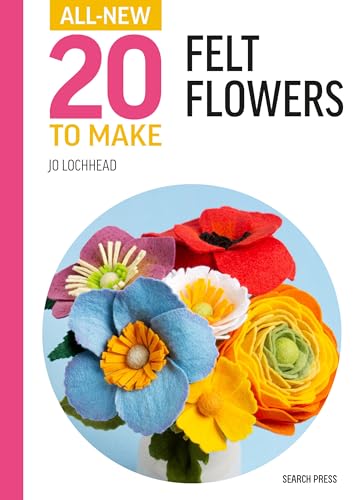 Book cover featuring colorful handmade felt flowers against a blue background.