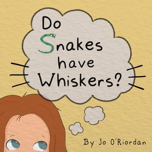 Book cover with a girl, speech bubble, and a small green snake.