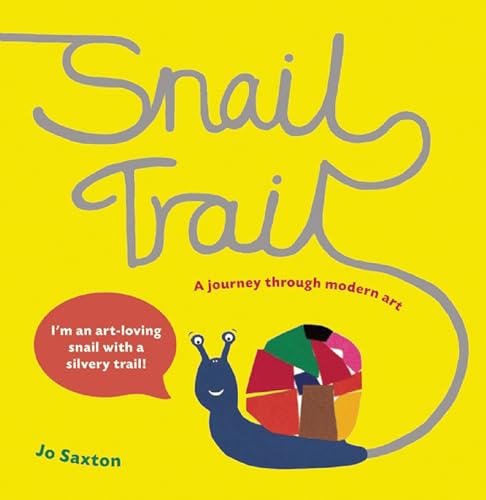Yellow book cover featuring a blue snail and colorful abstract art.