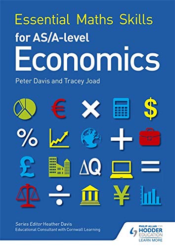 Blue book cover with title and a grid of colorful economic and math icons.