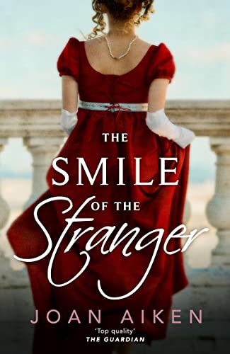 Book cover: woman in red dress, historical romance novel, "The Smile of the Stranger".