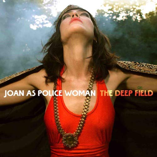 Album cover for Joan As Police Woman’s “Deep Field” featuring a woman in red.