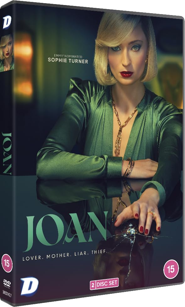 DVD cover for "Joan" featuring Sophie Turner in a green dress.
