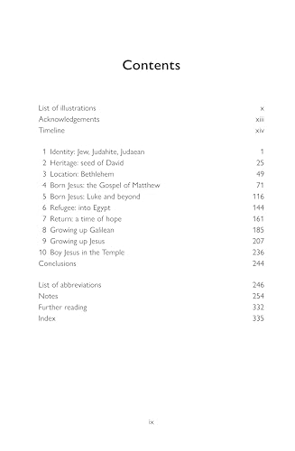 Book contents page listing chapters about the life of Jesus.