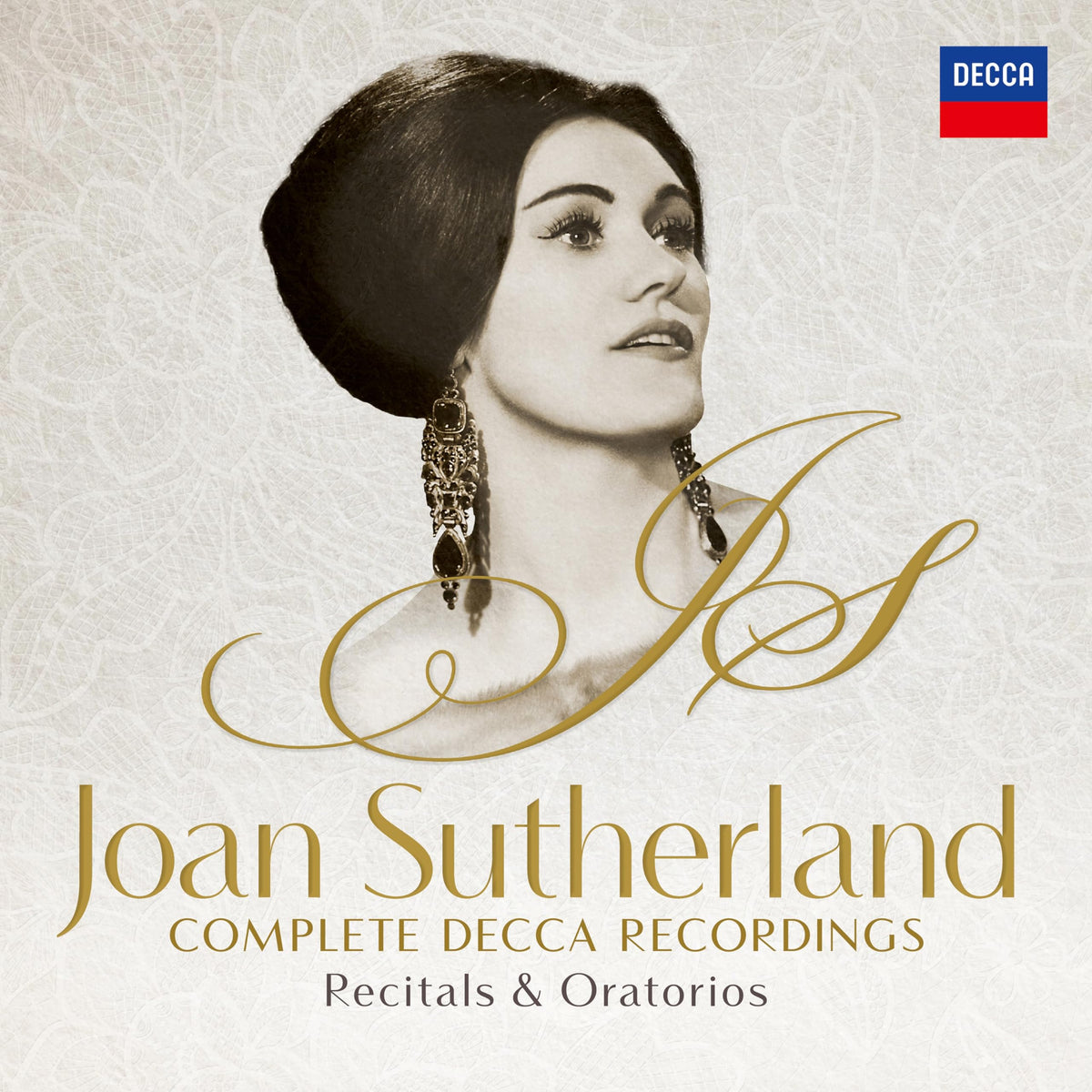 CD cover featuring portrait of opera singer Joan Sutherland in gold lettering.