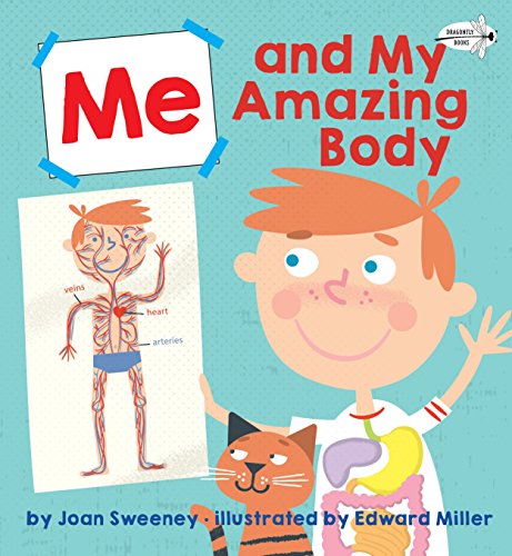 Book cover: “Me and My Amazing Body” with illustration of a boy and anatomy.