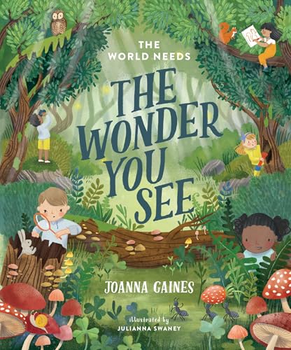 Book cover with children and animals in a lush, green forest.