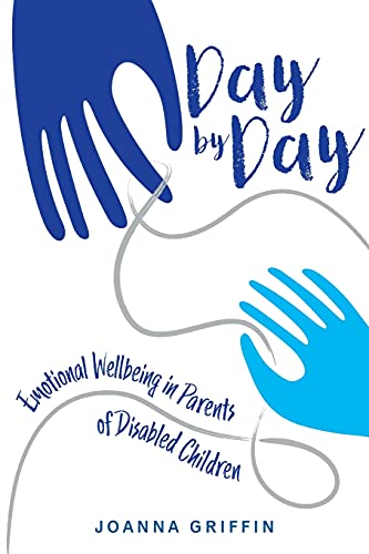 Book cover with blue hands cradling a white shape, title “Day by Day”.