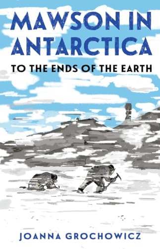 Book cover depicting explorers in a snowy Antarctic landscape.