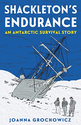 Book cover depicting a ship trapped in ice with explorers watching.