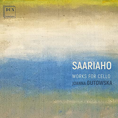 CD cover with abstract blue and yellow paint strokes, text: Saariaho, Gutowska.