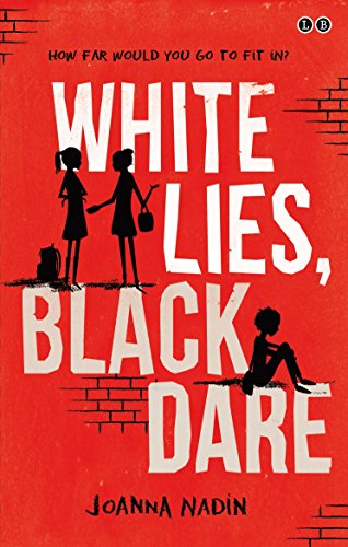 Red book cover with silhouetted figures and bold white text: "White Lies, Black Dare.