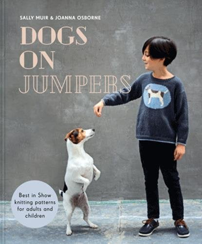 Book cover featuring a child and dog wearing knitted jumpers.