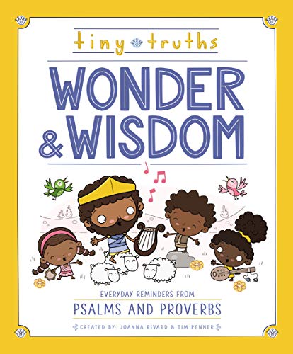 Book cover with illustrated children, sheep, and musical notes; Psalms and Proverbs.