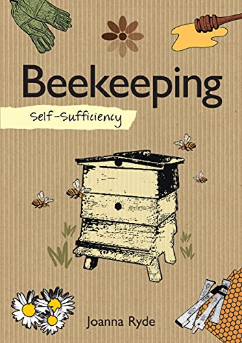 Book cover illustration of a beehive with bees and beekeeping tools.