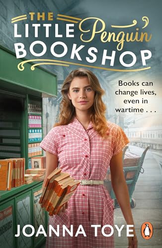 Book cover featuring a woman holding books in front of a shop.