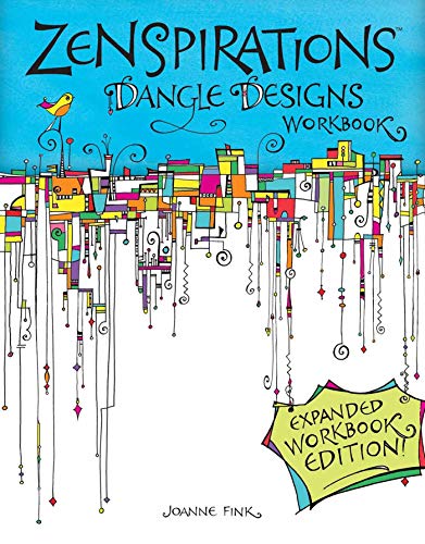 Book cover with colorful dangling geometric designs against a white background and blue header.